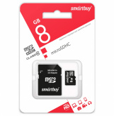 Карта памяти  MicroSDHC 8Gb Smart Buy Класс10 /+ SD адаптер